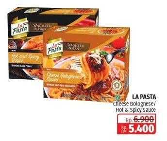 Promo Harga LA PASTA Royale Spaghetti Instant Cheese Bolognese Sauce, Hot And Spicy Sauce 102 gr - Lotte Grosir