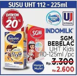 Promo Harga SGM / Bebelac UHT Kids 110-125ml  - LotteMart