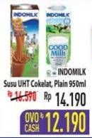 Promo Harga INDOMILK Susu UHT Cokelat, Full Cream Plain 950 ml - Hypermart