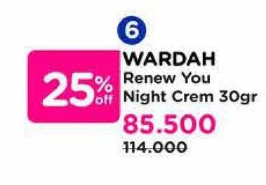 Promo Harga Wardah Renew You Night Cream 30 gr - Watsons