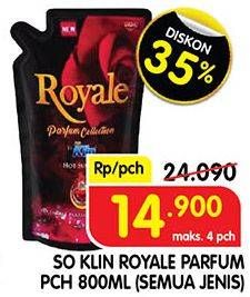 Promo Harga SO KLIN Royale Parfum Collection Hot Summer 800 ml - Superindo