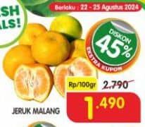 Promo Harga Jeruk Malang per 100 gr - Superindo