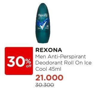 Promo Harga Rexona Men Deo Roll On Ice Cool 45 ml - Watsons