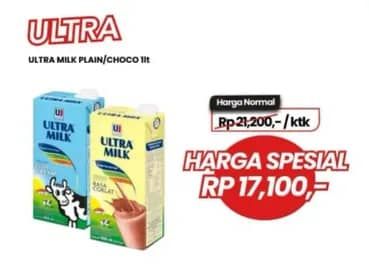 Promo Harga Ultra Milk Susu UHT Coklat, Full Cream 1000 ml - Carrefour