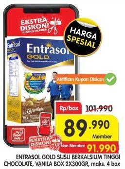 Promo Harga ENTRASOL Gold Susu Bubuk Chocolate, Vanilla 600 gr - Superindo