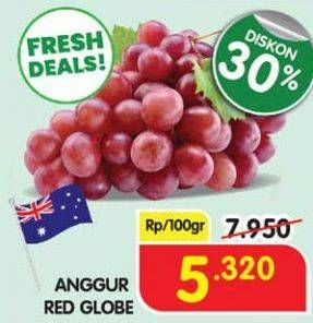 Promo Harga Anggur Red Globe per 100 gr - Superindo