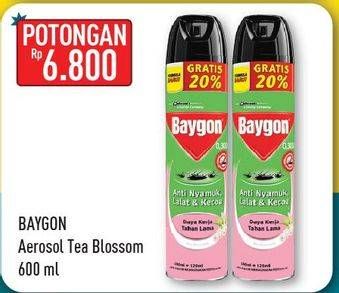 Promo Harga BAYGON Insektisida Spray Tea Blossom 600 ml - Hypermart