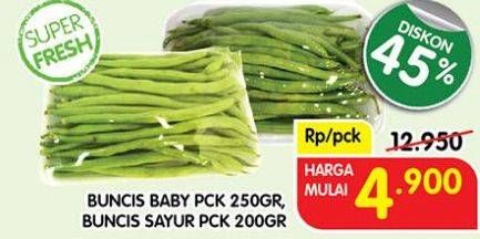 Promo Harga Buncis Baby 250 g, Sayur 200 g  - Superindo