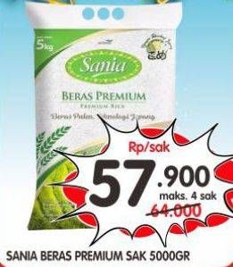 Promo Harga Sania Beras Premium 5000 gr - Superindo