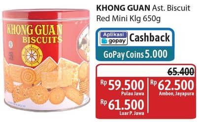 Promo Harga Khong Guan Assorted Biscuit Red 650 gr - Alfamidi