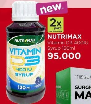 Promo Harga NUTRIMAX Vitamin D3 400 IU 120 ml - Watsons