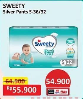 Promo Harga Sweety Silver Pants S36, S32 32 pcs - Alfamart