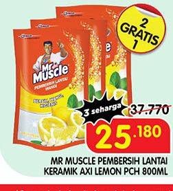 Promo Harga MR MUSCLE Axi Triguna Pembersih Lantai Lemon Fresh 800 ml - Superindo
