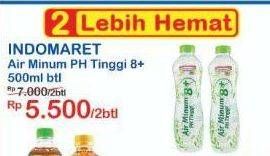 Promo Harga INDOMARET Air Minum pH 8+ per 2 botol 500 ml - Indomaret