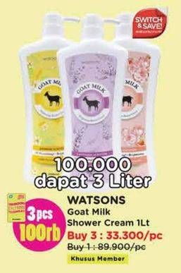 Promo Harga Watsons Goat Milk Shower Cream 1 ltr - Watsons