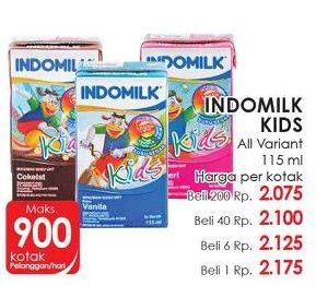 Promo Harga INDOMILK Susu UHT Kids All Variants 115 ml - Lotte Grosir