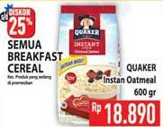 Promo Harga Quaker Oatmeal 600 gr - Hypermart