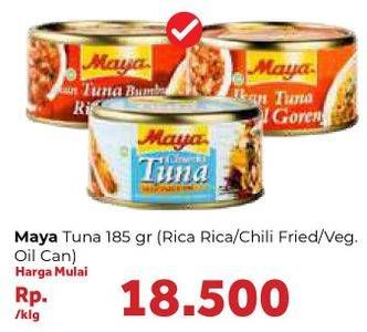 Promo Harga MAYA Tuna Rica Rica+Omega 3, Sambal Goreng+Omega 3, Vegetable Oil Can 185 gr - Carrefour