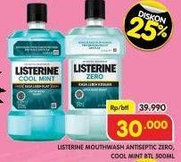 Promo Harga Listerine Mouthwash Antiseptic Zero, Cool Mint 500 ml - Superindo