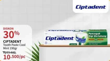 Promo Harga Ciptadent Pasta Gigi Maxi 12 Plus Cool Mint 190 gr - Guardian