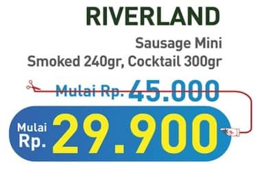 Promo Harga Riverland Sausage Umami Smoked, Smoked Cheddar, Smoked Arabiki Beef Cheddar, Smoky Black Pepper, Smoked Arabiki Beef, Skinless Smoked Wiernes Cocktail, Mini Smoked Chicken Cheese, Aonori Coctail 240 gr - Hypermart