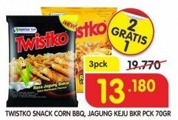 Promo Harga TWISTKO Snack Jagung Bakar BBQ, Jagung Bakar, Keju Bakar per 3 pcs 70 gr - Superindo