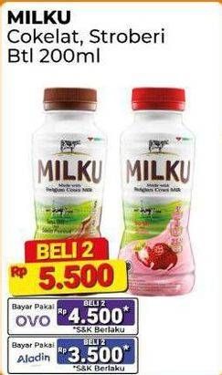 Promo Harga Milku Susu UHT Cokelat Premium, Stroberi 200 ml - Alfamart