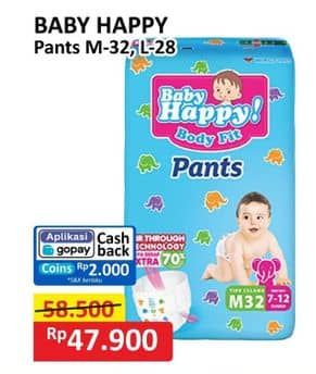 Promo Harga Baby Happy Body Fit Pants M32, L28 28 pcs - Alfamart