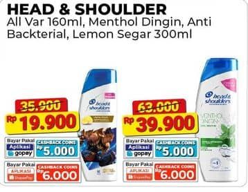 Promo Harga Head & Shoulders Shampoo Cool Menthol, Clean Balanced, Lemon Fresh 300 ml - Alfamart