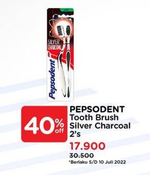 Promo Harga Pepsodent Sikat Gigi Silver Charcoal Soft 2 pcs - Watsons