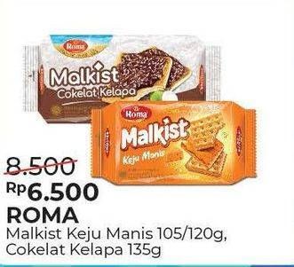 Promo Harga ROMA Malkist 105gr/120gr/135gr  - Alfamart