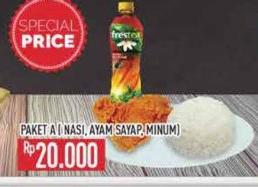 Promo Harga Paket A (Nasi + Fried Chicken Sayap + Minum)  - Hypermart