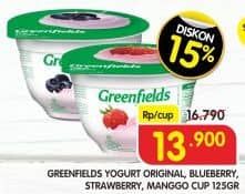 Promo Harga Greenfields Yogurt Original, Blueberry, Strawberry, Mango 125 gr - Superindo