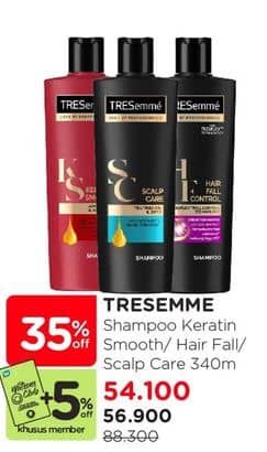 Promo Harga Tresemme Shampoo Keratin Smooth, Hair Fall Control, Scalp Care 340 ml - Watsons