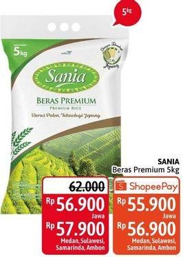 Promo Harga Sania Beras Premium 5000 gr - Alfamidi