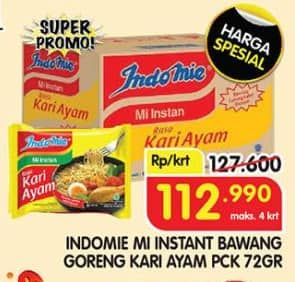 Promo Harga Indomie Mi Kuah Kari Ayam per 40 pcs 72 gr - Superindo
