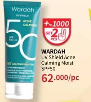 Promo Harga Wardah UV Shield Acne Calming Sunscreen Serum SPF50 PA++++ 40 ml - Guardian