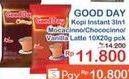 Promo Harga Good Day Instant Coffee 3 in 1 Mocacinno, Chococinno, Vanilla Latte per 10 sachet 20 gr - Indomaret