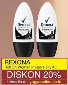 Promo Harga REXONA Deo Roll On Invisible Dry 50 ml - Yogya