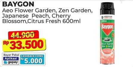 Promo Harga Baygon Insektisida Spray Flower Garden, Zen Garden, Japanese Peach, Cherry Blossom, Citrus Fresh 600 ml - Alfamart