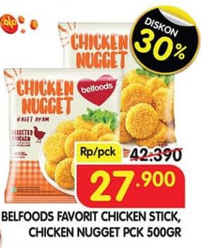 Promo Harga Belfoods Nugget Chicken Nugget Stick, Chicken Nugget 500 gr - Superindo
