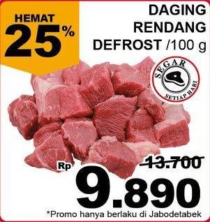 Promo Harga Daging Rendang Sapi Defrost per 100 gr - Giant