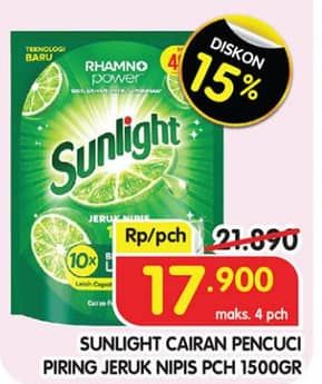 Promo Harga Sunlight Pencuci Piring Jeruk Nipis 100 1500 ml - Superindo