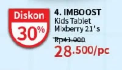 Promo Harga Imboost Kids Vitamin Mixberry 21 pcs - Guardian