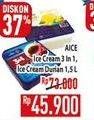 Promo Harga Aice Ice Cream Box Durian, 3in1 1500 ml - Hypermart