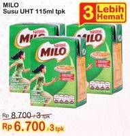 Promo Harga MILO Susu UHT per 3 pcs 115 ml - Indomaret