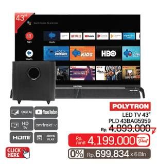 Promo Harga Polytron PLD 43BAG5959 Smart TV Cinemax Soundbar 43 inch   - LotteMart