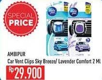 Promo Harga Ambipur Car Vent Clips Sky Breeze, Lavender Comfort 2 gr - Hypermart