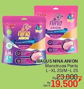 Promo Harga Bagus Nina Anion Celana Menstruasi M-L, L-XL 2 pcs - LotteMart