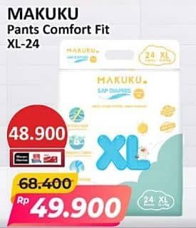 Promo Harga Makuku Comfort Fit Diapers Pants XL24 24 pcs - Alfamart